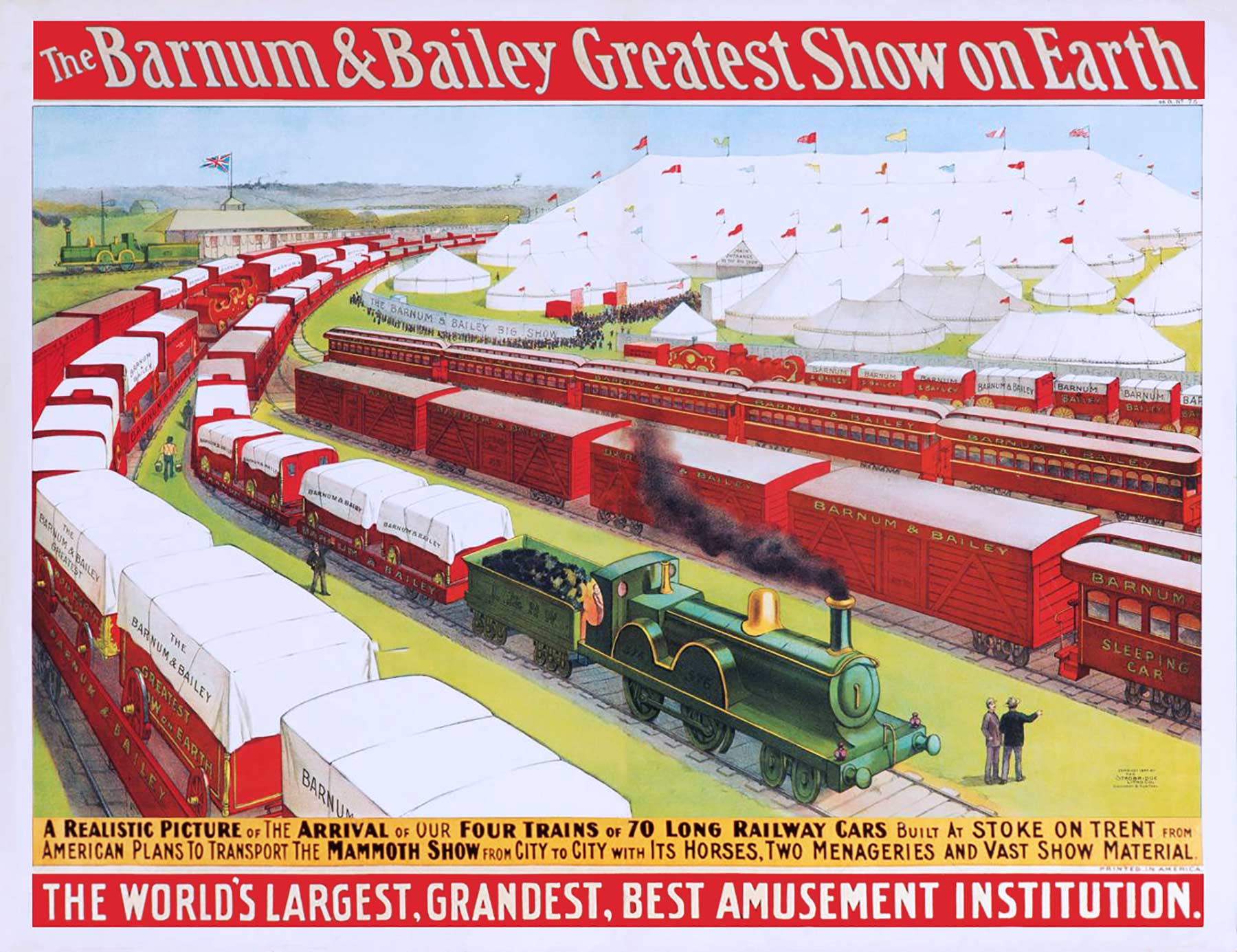 Last Ringling Brothers and Barnum & Bailey Circus Train LARGE Postcard MINT! 